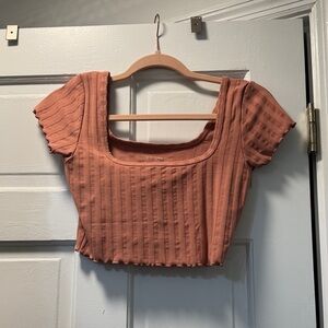 Aerie Terracotta Ribbed Crop Top